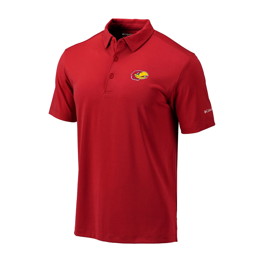 Men's Columbia Red Kansas Jayhawks Omni-Wick Drive Polo