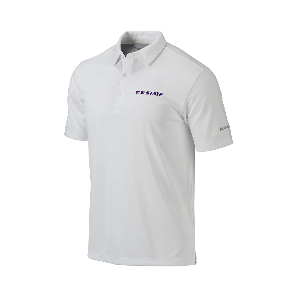 Men's Columbia White Kansas State Wildcats Omni-Wick Drive Polo
