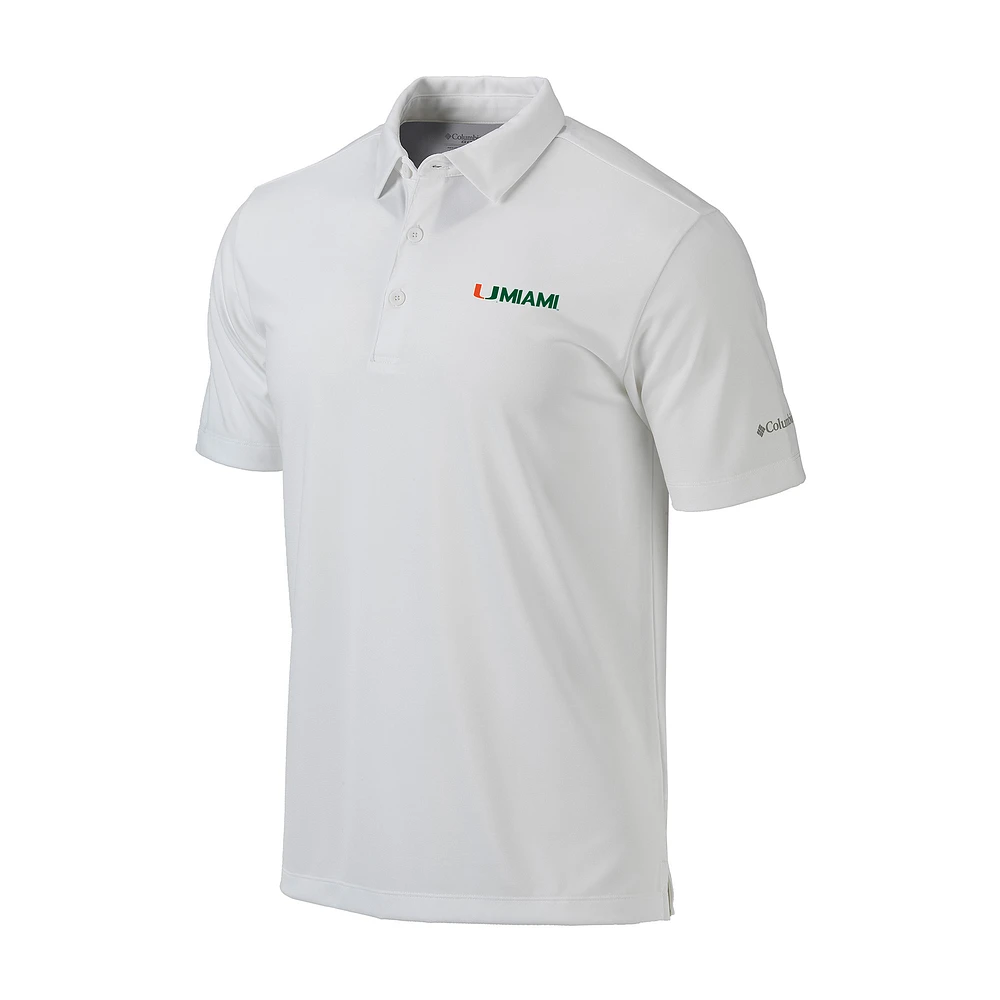 Men's Columbia White Miami Hurricanes Omni-Wick Drive Polo