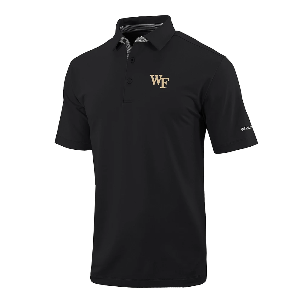 Men's Columbia Black Wake Forest Demon Deacons Omni-Wick Even Lie Polo