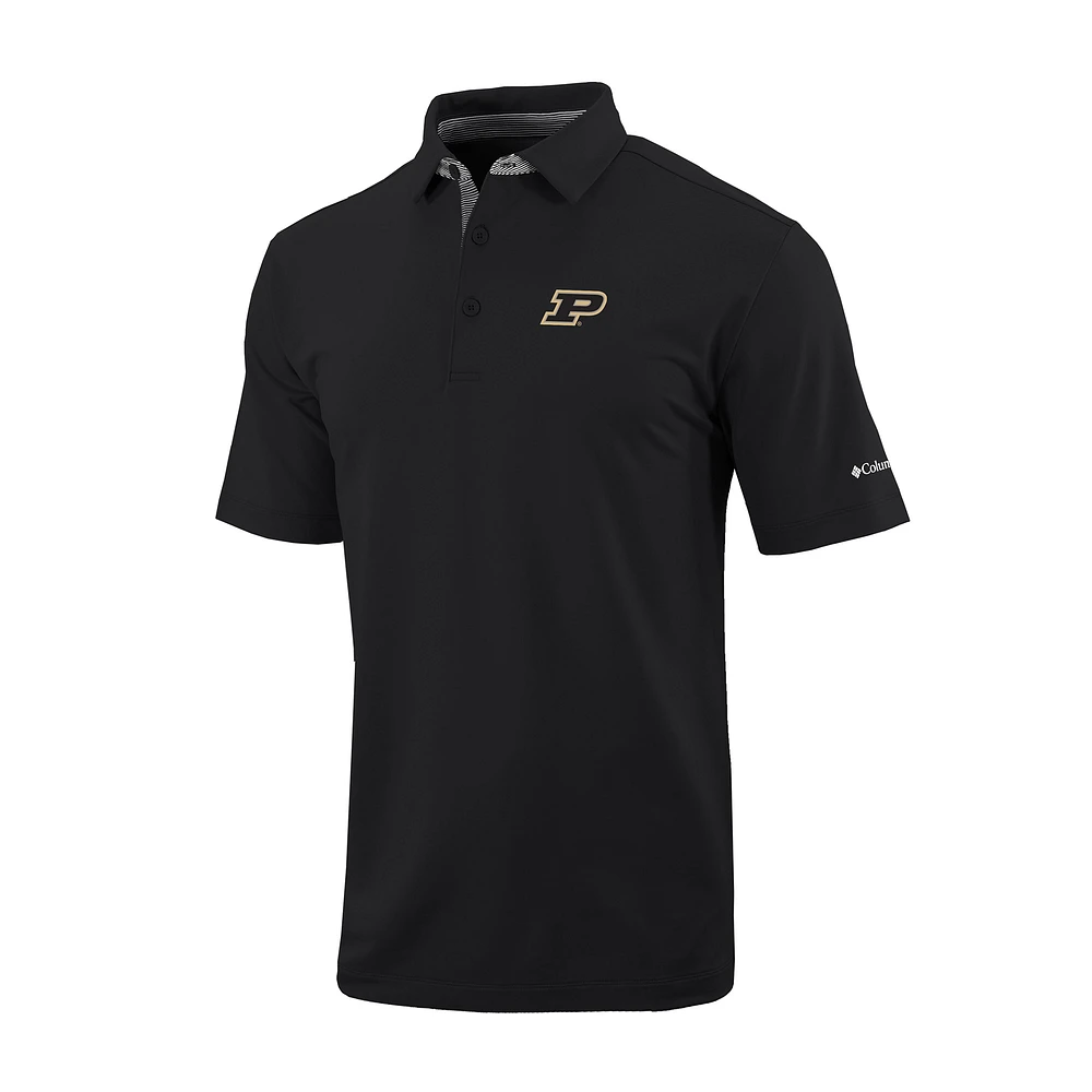 Men's Columbia Black Purdue Boilermakers Omni-Wick Even Lie Polo