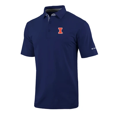 Men's Columbia Navy Illinois Fighting Illini Omni-Wick Even Lie Polo