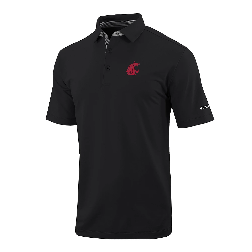 Men's Columbia Black Washington State Cougars Omni-Wick Even Lie Polo