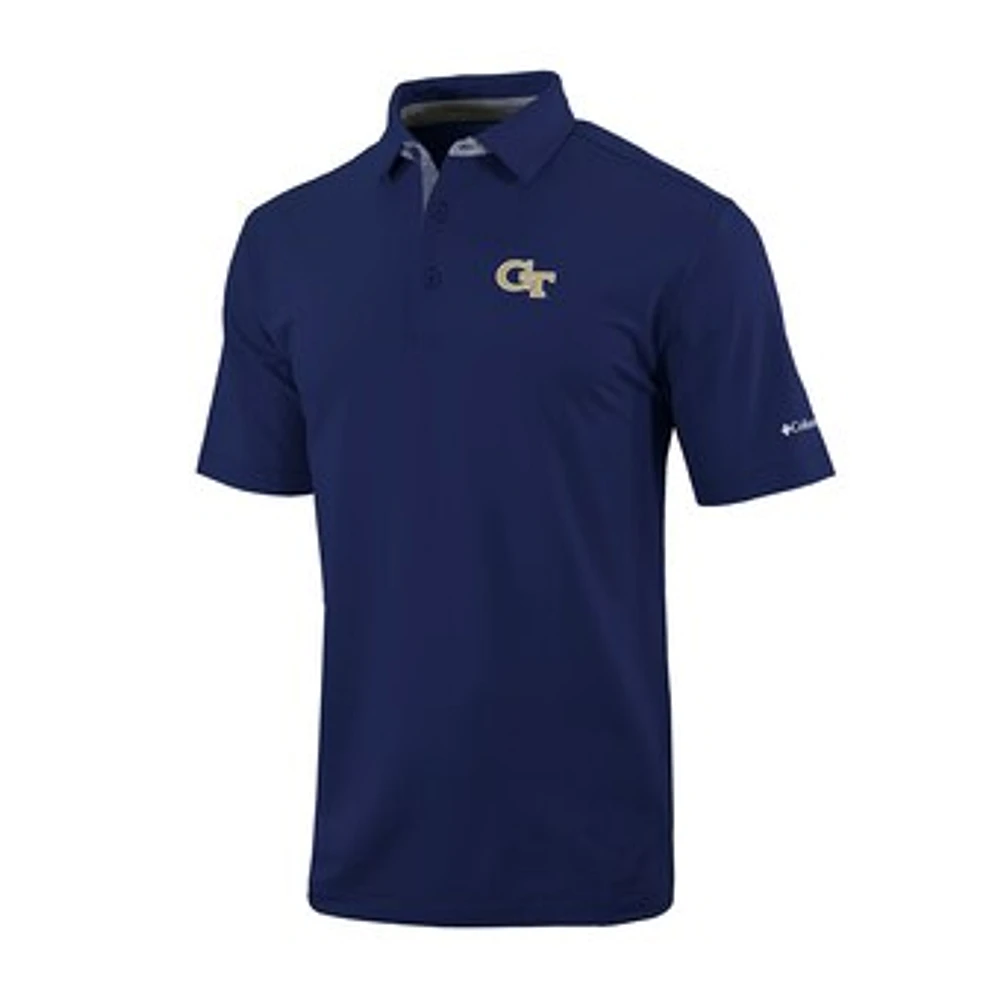 Men's Columbia Navy Georgia Tech Yellow Jackets Omni-Wick Even Lie Polo