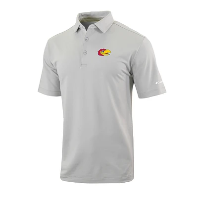 Men's Columbia Gray Kansas Jayhawks Omni-Wick Even Lie Polo