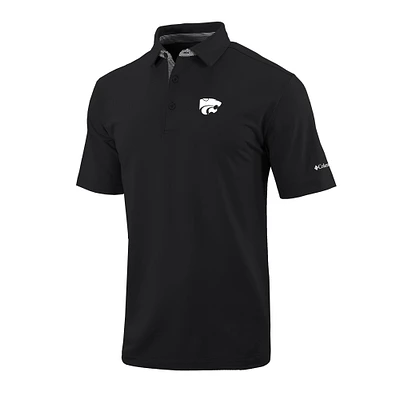 Men's Columbia Black Kansas State Wildcats Omni-Wick Even Lie Polo