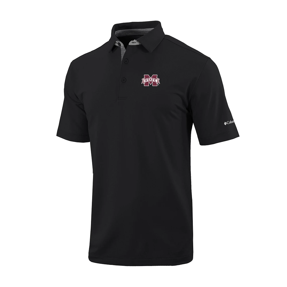 Men's Columbia Black Mississippi State Bulldogs Omni-Wick Even Lie Polo