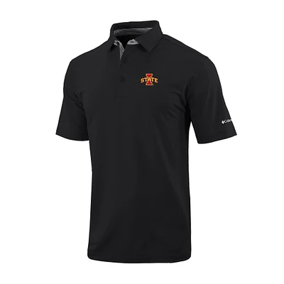 Men's Columbia Black Iowa State Cyclones Omni-Wick Even Lie Polo