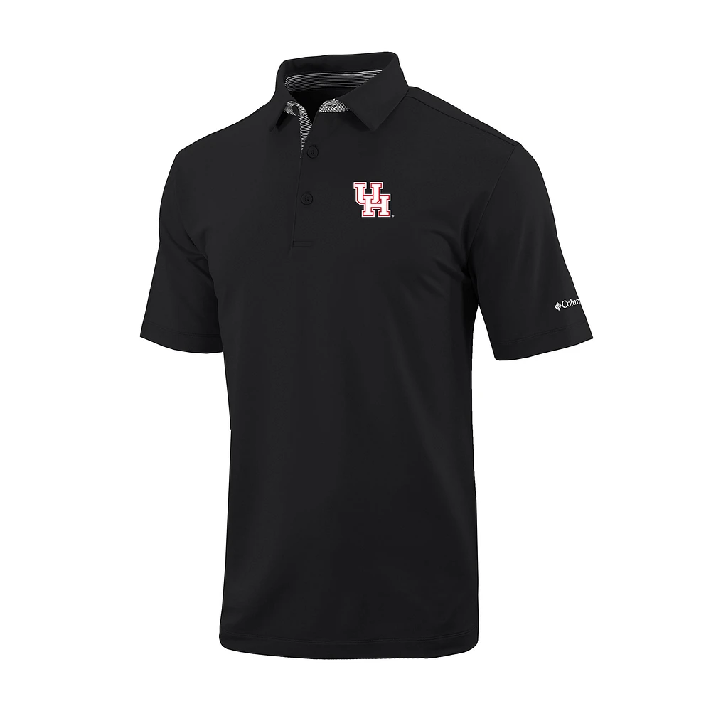 Men's Columbia Black Houston Cougars Omni-Wick Even Lie Polo