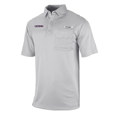 Men's Columbia Gray UConn Huskies Omni-Wick Flycaster Pocket Polo