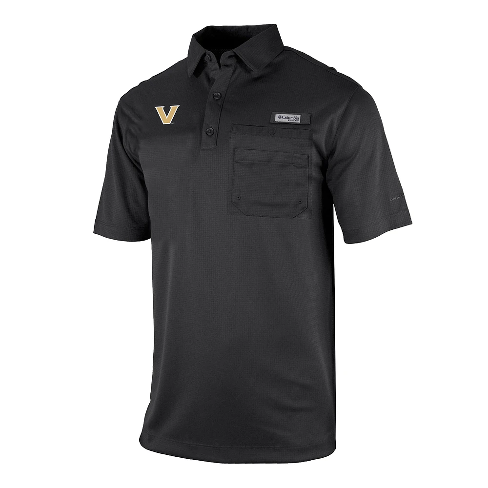 Men's Columbia Black Vanderbilt Commodores Omni-Wick Flycaster Pocket Polo