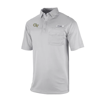 Men's Columbia Gray Georgia Tech Yellow Jackets Omni-Wick Flycaster Pocket Polo