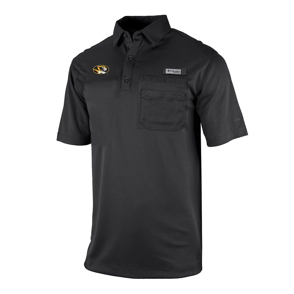 Men's Columbia Black Missouri Tigers Omni-Wick Flycaster Pocket Polo