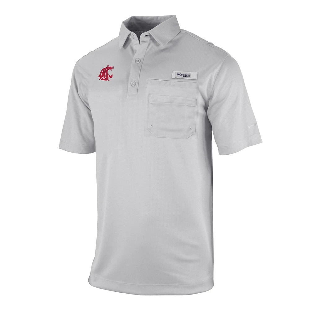 Men's Columbia Gray Washington State Cougars Omni-Wick Flycaster Pocket Polo