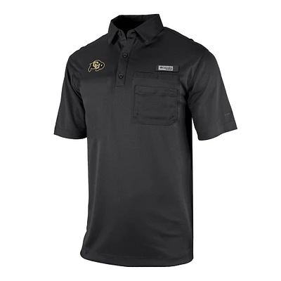 Men's Columbia Black Colorado Buffaloes Omni-Wick Flycaster Pocket Polo