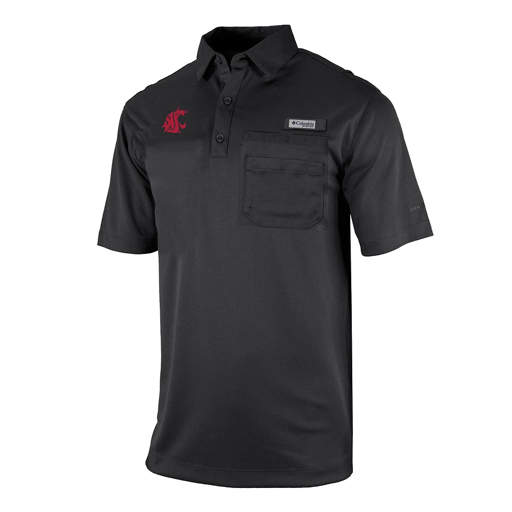 Men's Columbia Black Washington State Cougars Omni-Wick Flycaster Pocket Polo