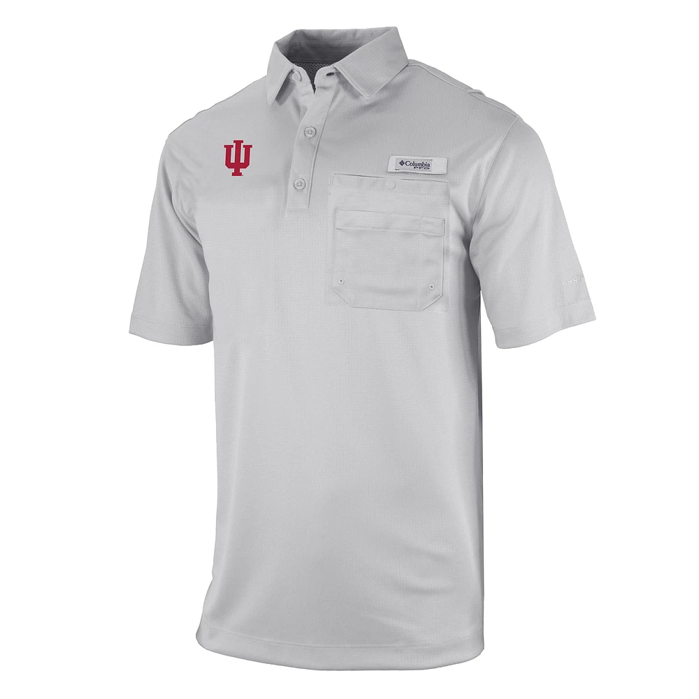 Men's Columbia Gray Indiana Hoosiers Omni-Wick Flycaster Pocket Polo