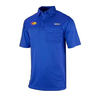 Men's Columbia Royal Kansas Jayhawks Omni-Wick Flycaster Pocket Polo