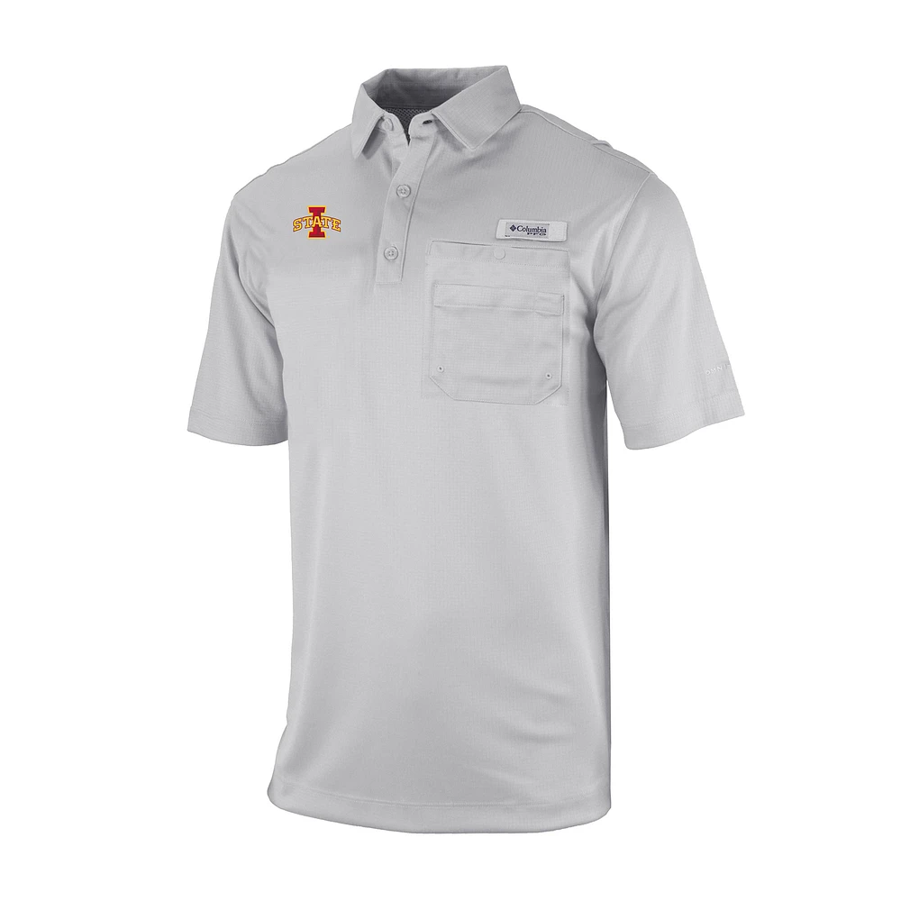 Men's Columbia Gray Iowa State Cyclones Omni-Wick Flycaster Pocket Polo