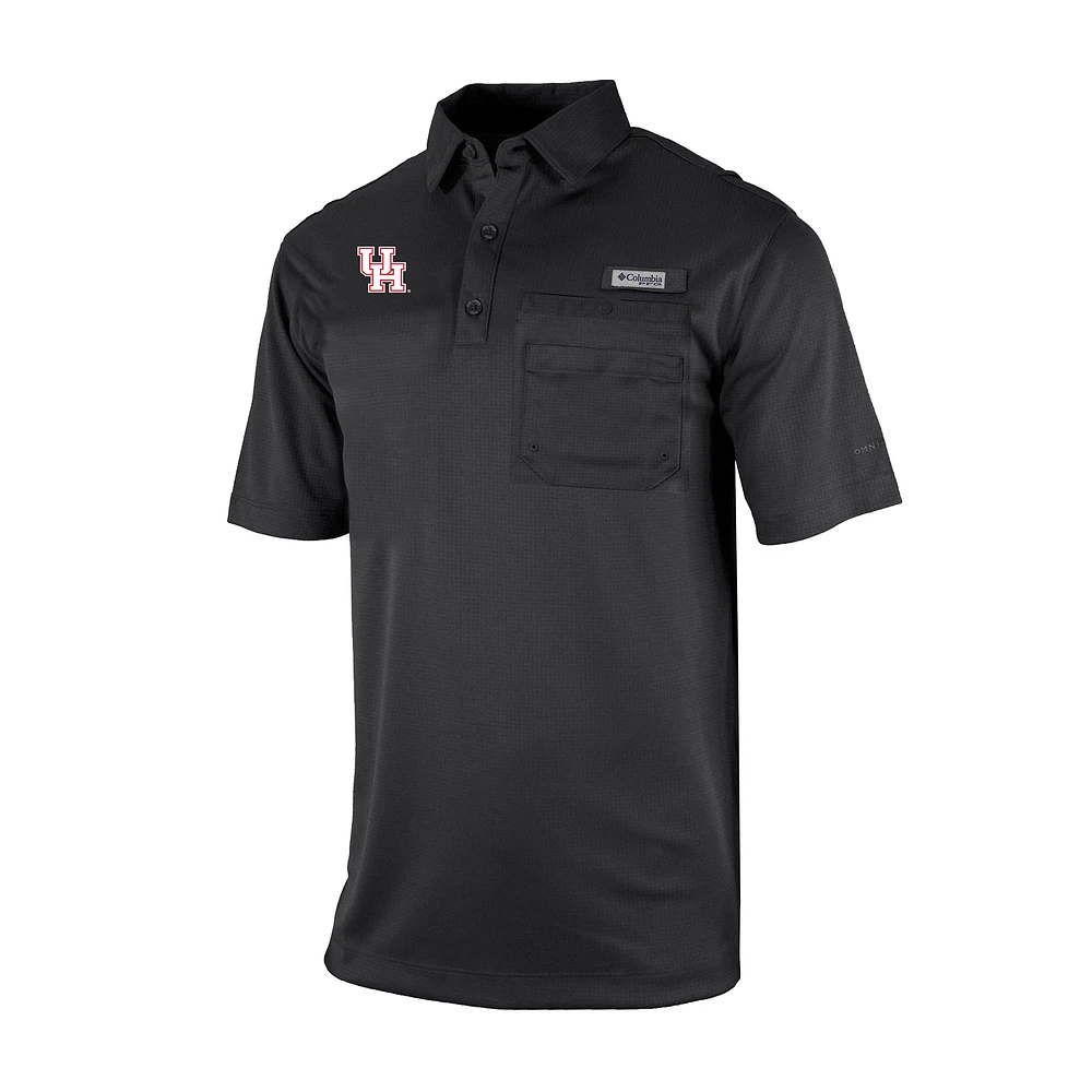 Men's Columbia Black Houston Cougars Omni-Wick Flycaster Pocket Polo