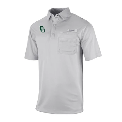 Men's Columbia Gray Baylor Bears Omni-Wick Flycaster Pocket Polo