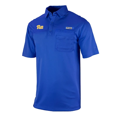 Men's Columbia Royal Pitt Panthers Omni-Wick Flycaster Pocket Polo