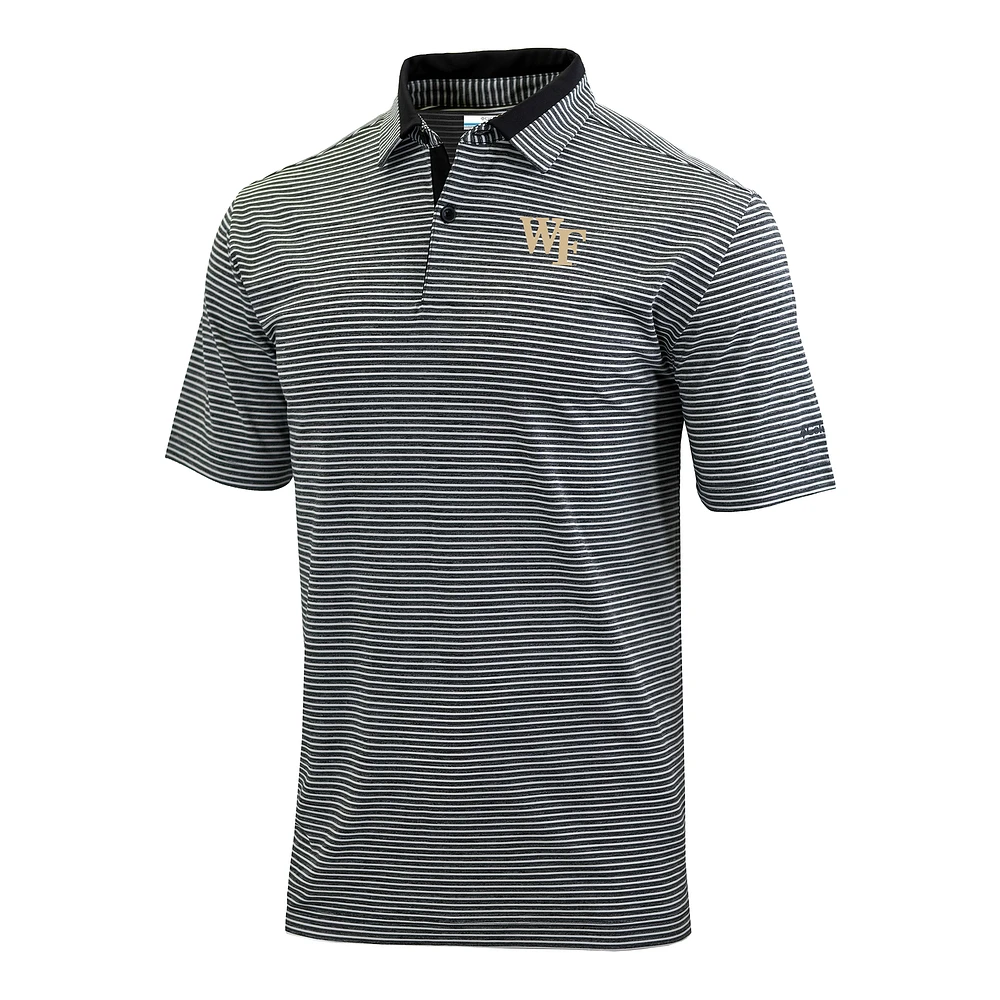 Men's Columbia Black Wake Forest Demon Deacons Omni-Wick Golden Hills Polo