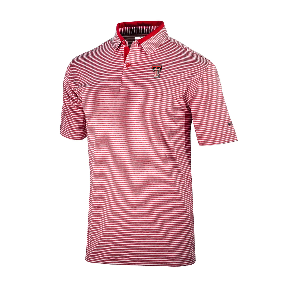Men's Columbia Red Texas Tech Raiders Omni-Wick Golden Hills Polo