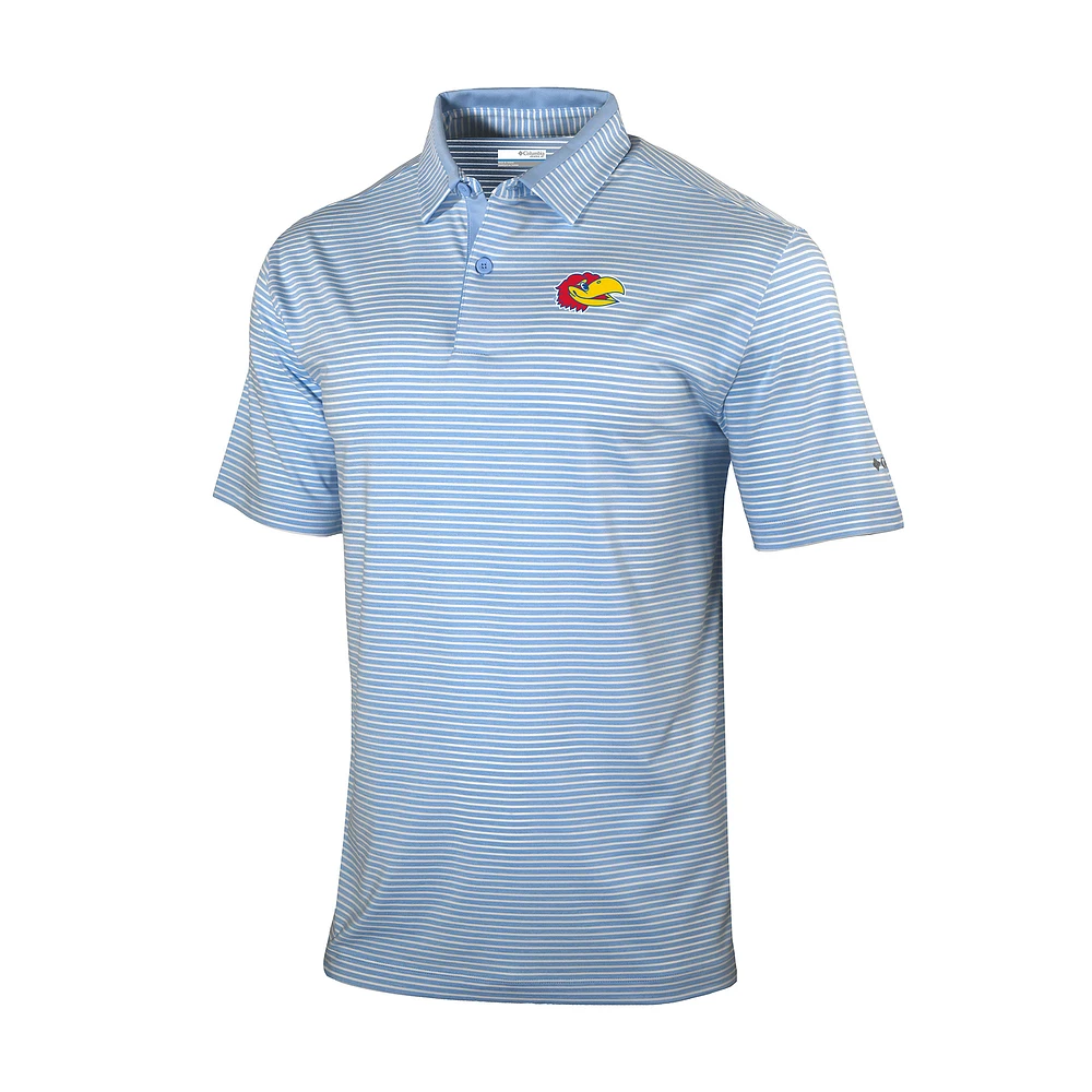 Men's Columbia Blue Kansas Jayhawks Omni-Wick Golden Hills Polo
