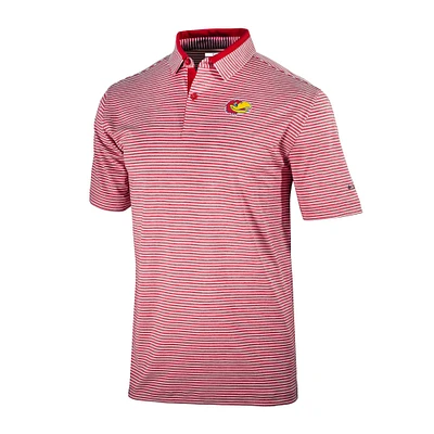 Men's Columbia Red Kansas Jayhawks Omni-Wick Golden Hills Polo