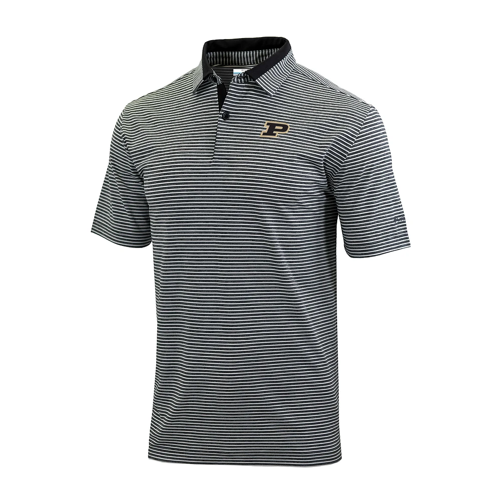 Men's Columbia Black Purdue Boilermakers Omni-Wick Golden Hills Polo