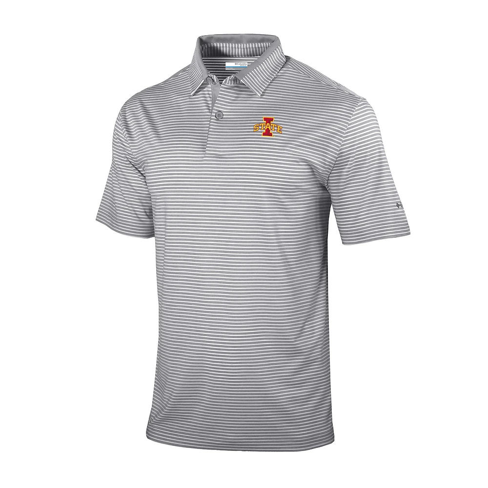 Men's Columbia Gray Iowa State Cyclones Omni-Wick Golden Hills Polo