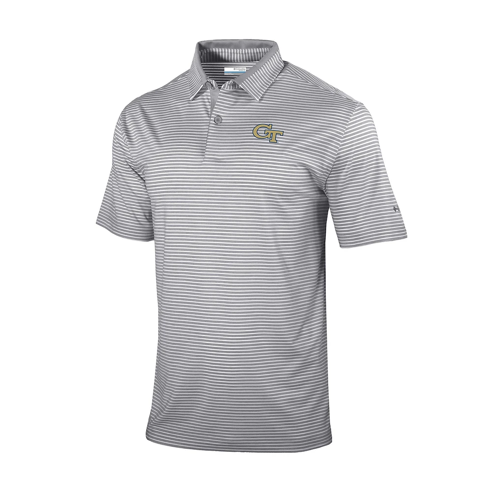 Men's Columbia Gray Georgia Tech Yellow Jackets Omni-Wick Golden Hills Polo
