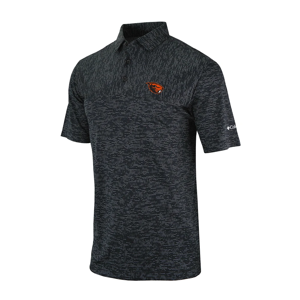 Men's Columbia Black Oregon State Beavers Omni-Wick Heading Out Polo