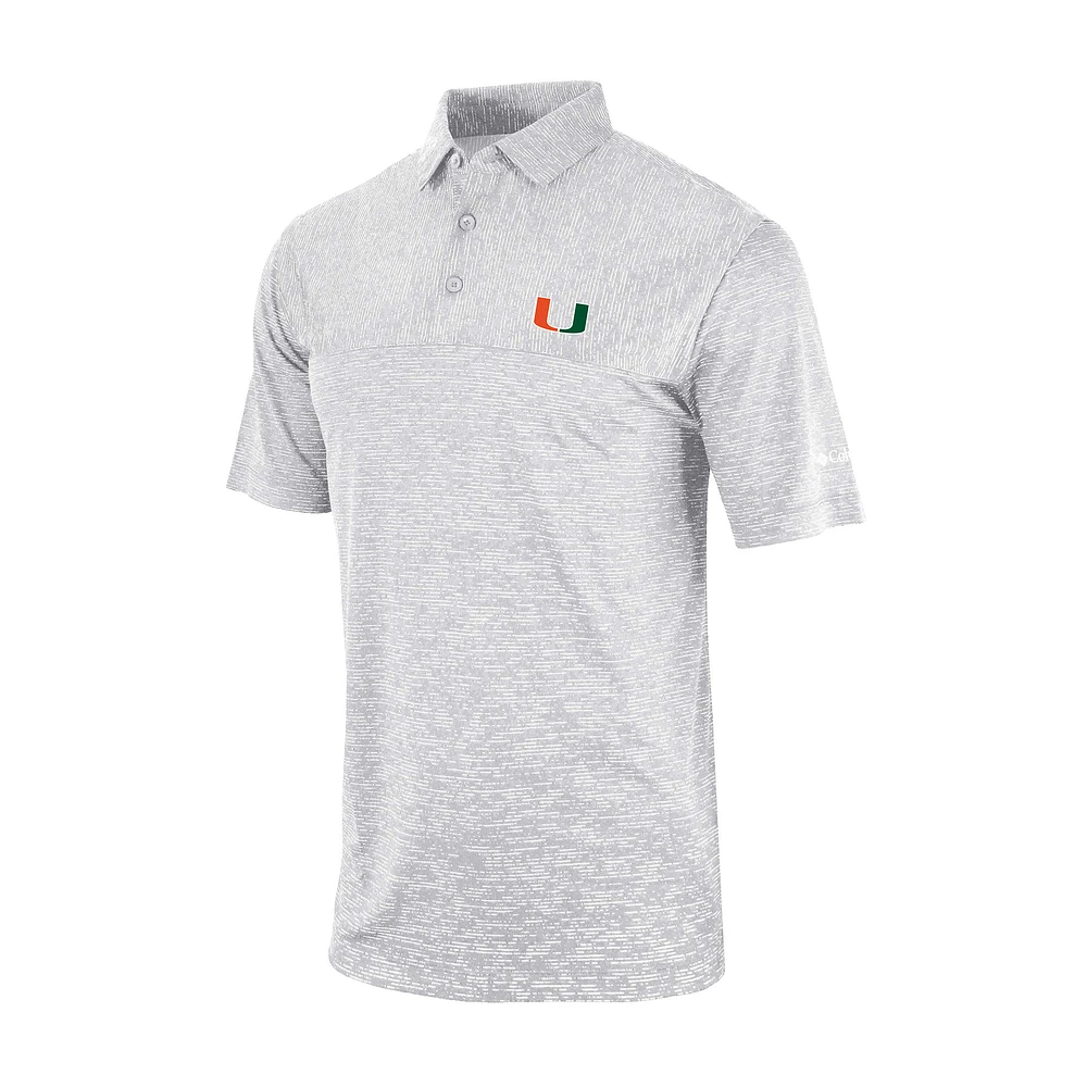 Men's Columbia Gray Miami Hurricanes Omni-Wick Heading Out Polo
