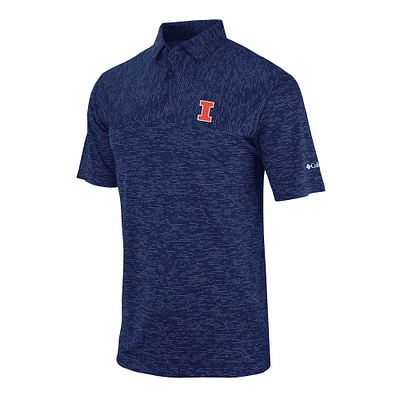 Men's Columbia Navy Illinois Fighting Illini Omni-Wick Heading Out Polo