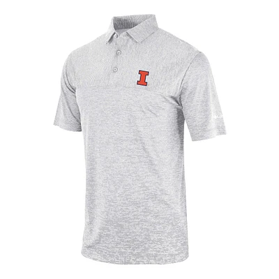 Men's Columbia Gray Illinois Fighting Illini Omni-Wick Heading Out Polo
