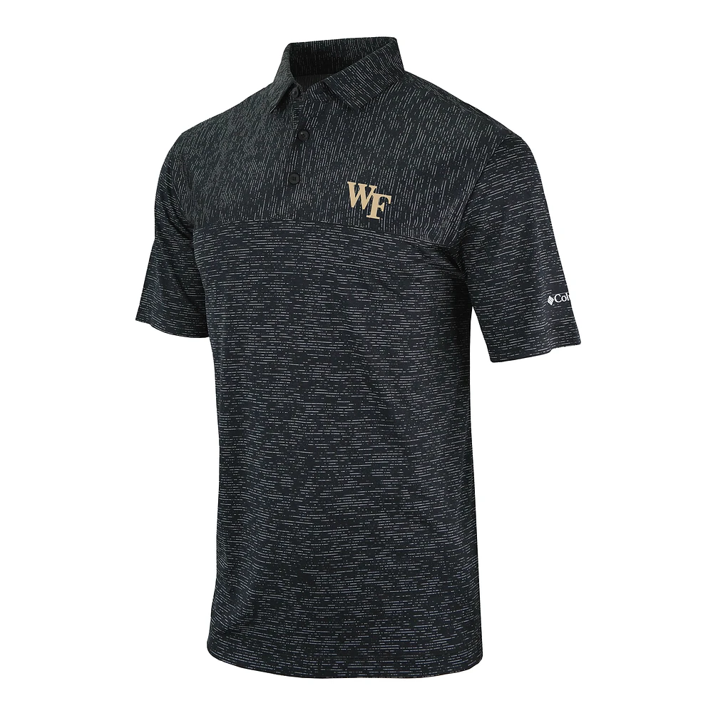 Men's Columbia Black Wake Forest Demon Deacons Omni-Wick Heading Out Polo