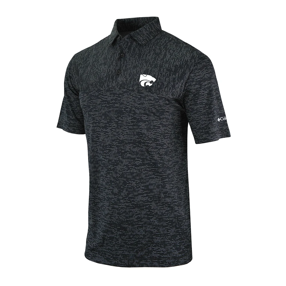 Men's Columbia Black Kansas State Wildcats Omni-Wick Heading Out Polo