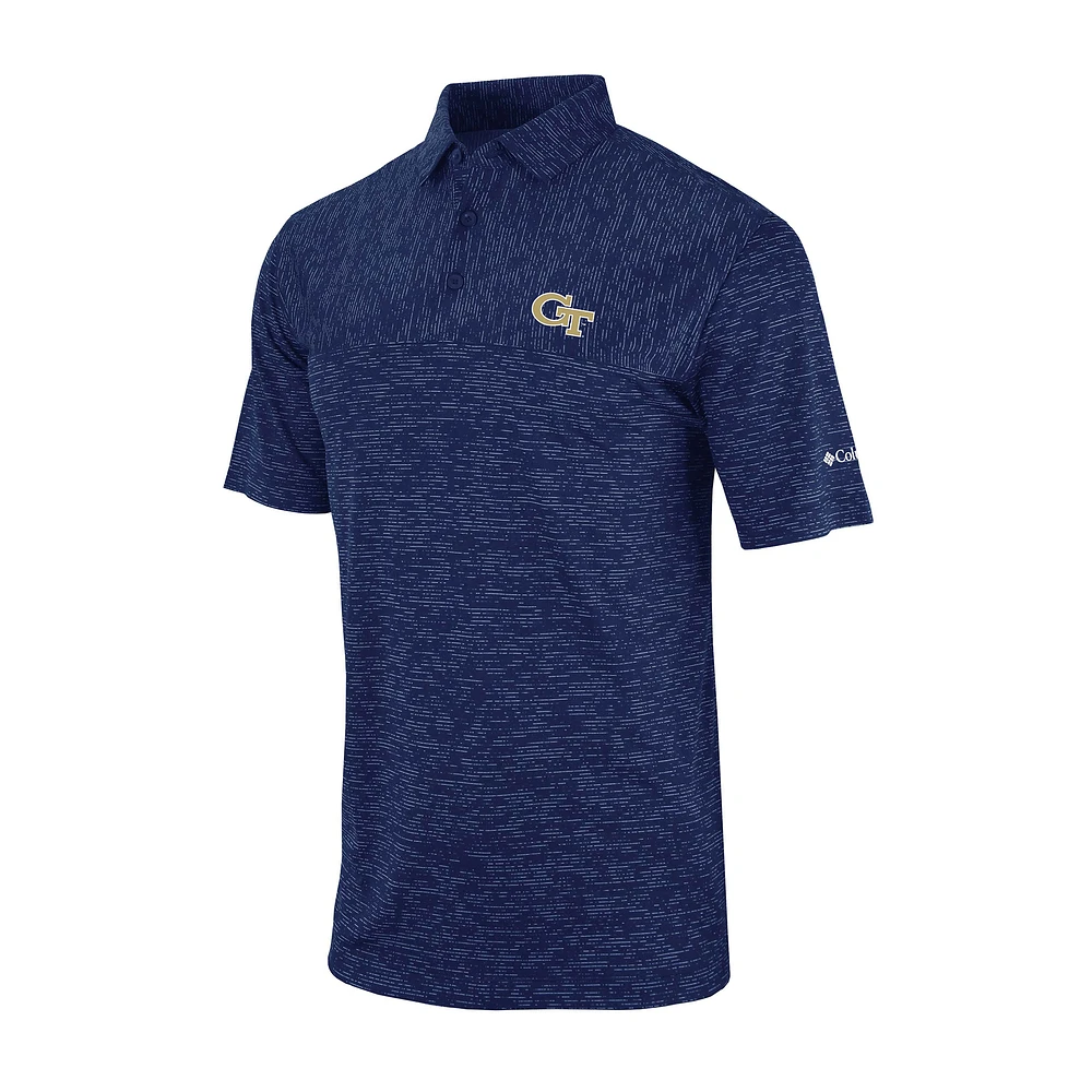 Men's Columbia Navy Georgia Tech Yellow Jackets Omni-Wick Heading Out Polo
