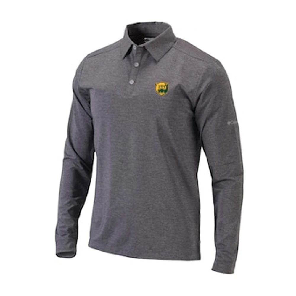 Men's Columbia Black Baylor Bears Omni-Wick Pin High Long Sleeve Polo