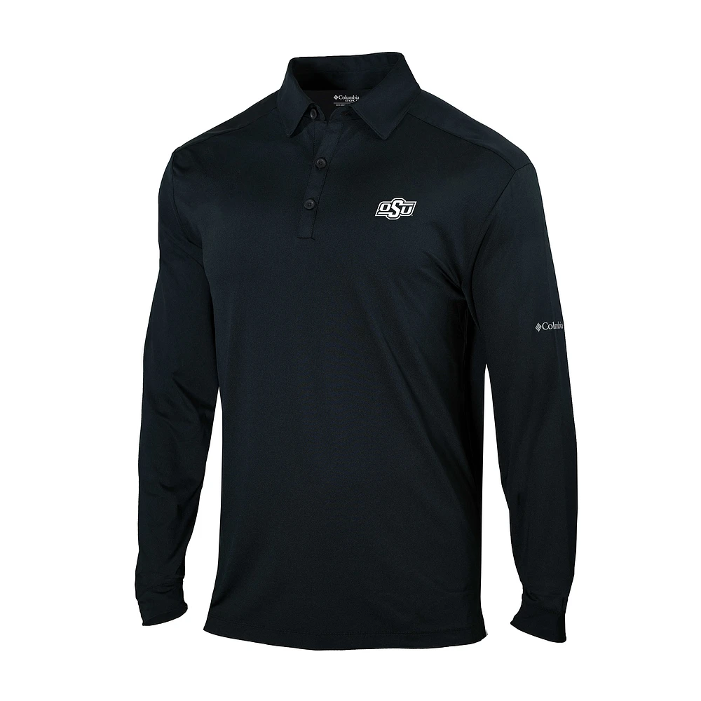 Men's Columbia Oklahoma State Cowboys Omni-Wick Pin High Long Sleeve Polo