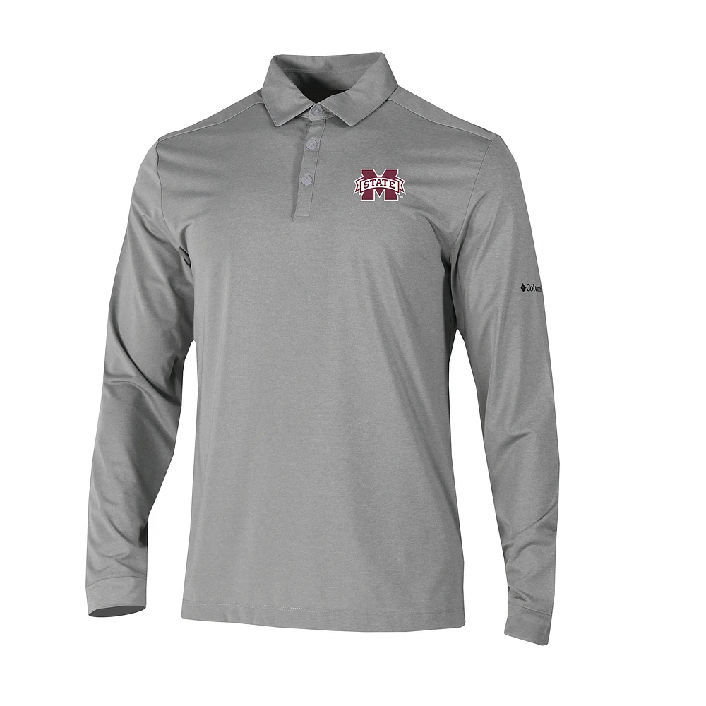 Men's Columbia Mississippi State Bulldogs Omni-Wick Pin High Long Sleeve Polo