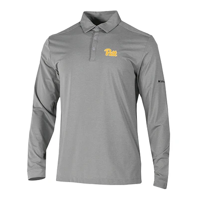 Men's Columbia Gray Pitt Panthers Omni-Wick Pin High Long Sleeve Polo