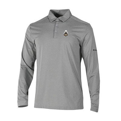 Men's Columbia Gray Purdue Boilermakers Omni-Wick Pin High Long Sleeve Polo