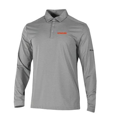 Men's Columbia Gray Syracuse Orange Omni-Wick Pin High Long Sleeve Polo