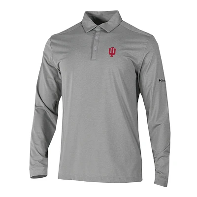 Men's Columbia Indiana Hoosiers Omni-Wick Pin High Long Sleeve Polo