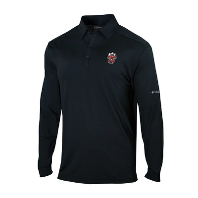 Men's Columbia Black Texas Tech Red Raiders Omni-Wick Pin High Long Sleeve Polo