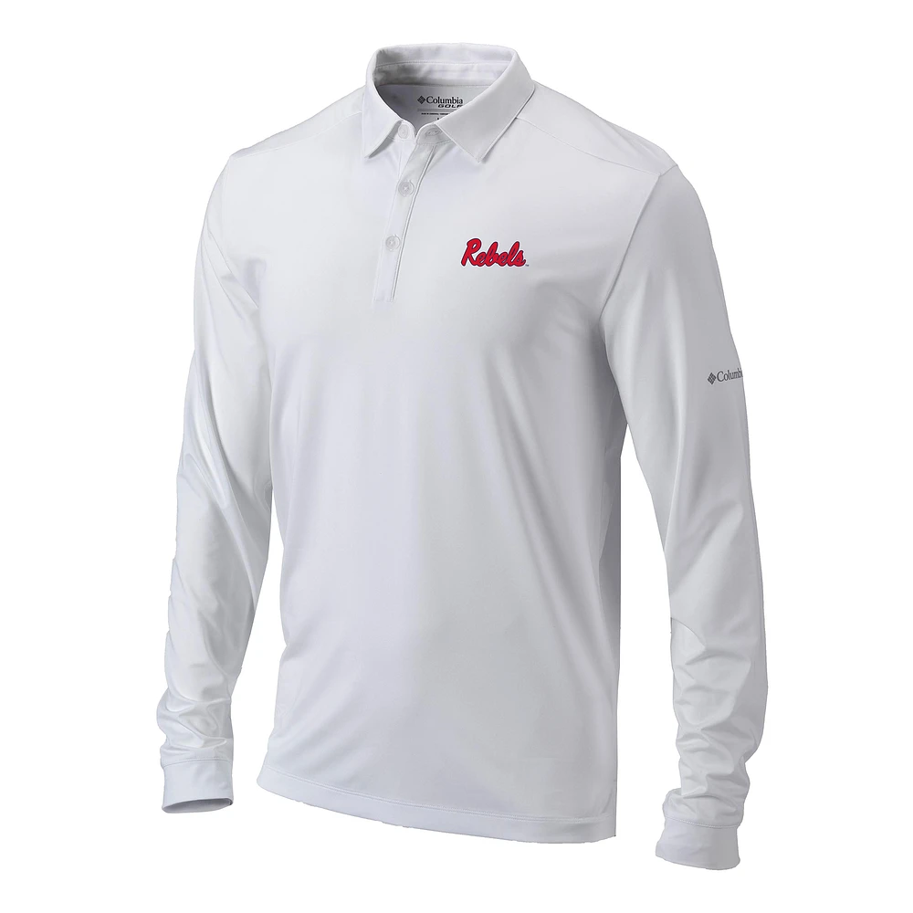 Men's Columbia Ole Miss Rebels Omni-Wick Pin High Long Sleeve Polo