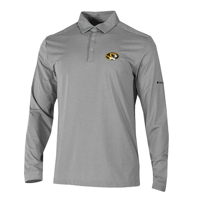 Men's Columbia Gray Missouri Tigers Omni-Wick Pin High Long Sleeve Polo